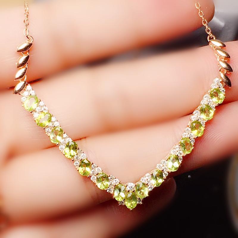 

Other Natural Real Green Peridot Necklace With Pendant 0.25ct*15pcs Gemstone 925 Sterling Silver Fine Jewelry X21864