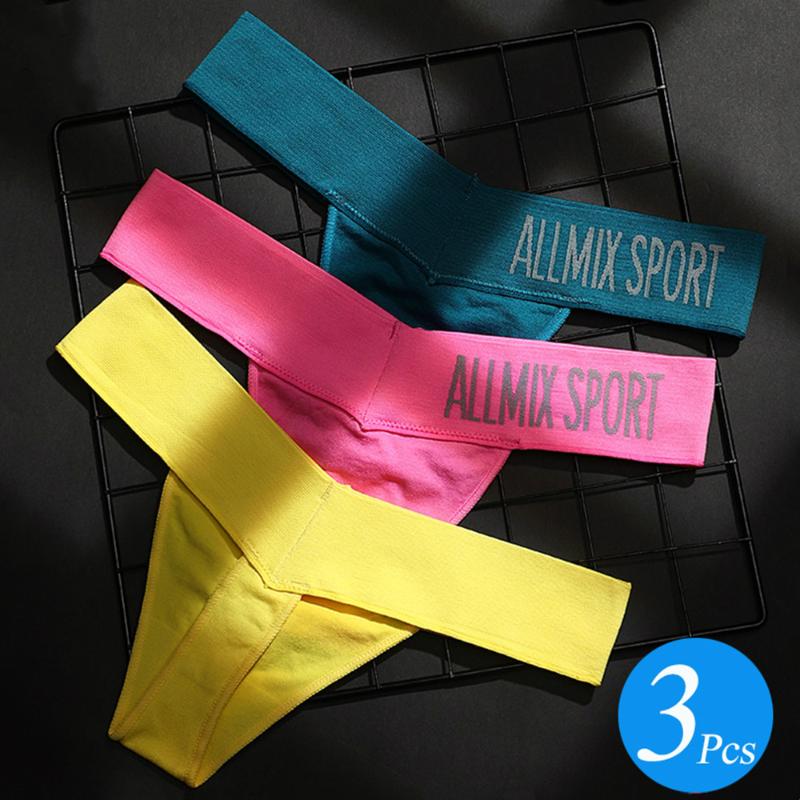 

Women's Panties 3Pcs/lot Seamless Women Letter Panites Sport T-Back Underwear Thongs G-String Soft Lady Low Waist Lingerie Tanga, Set 4