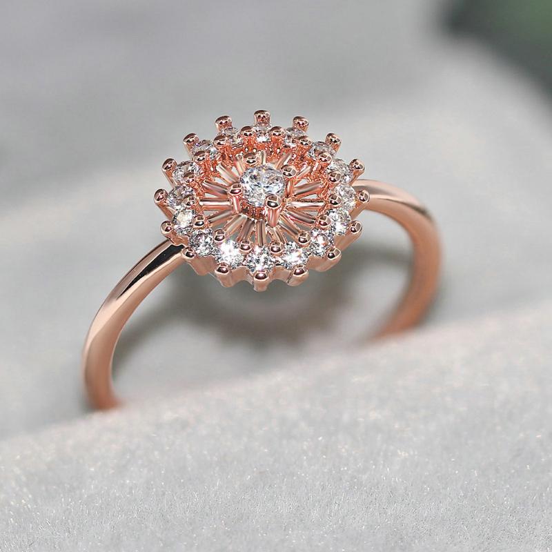 

Wedding Rings Little Daisy For Women Delicate Crystal Flower Micro Inlay Zircon 3 Color Party Gift Fashion Jewelry R904, Slivery;golden