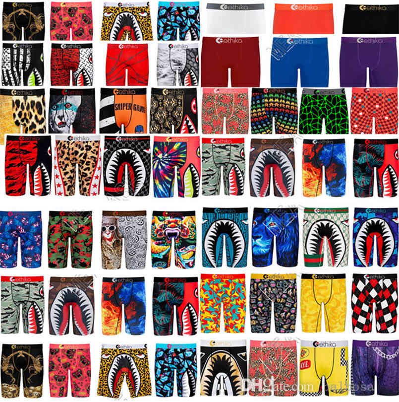 

Brands Mens Ethika Boxer Shorts Designers Underwears Boxers Briefs Catoon Shark Face Mouth Sports Beach Shorts Bathing Swim Trunks, Opp bag