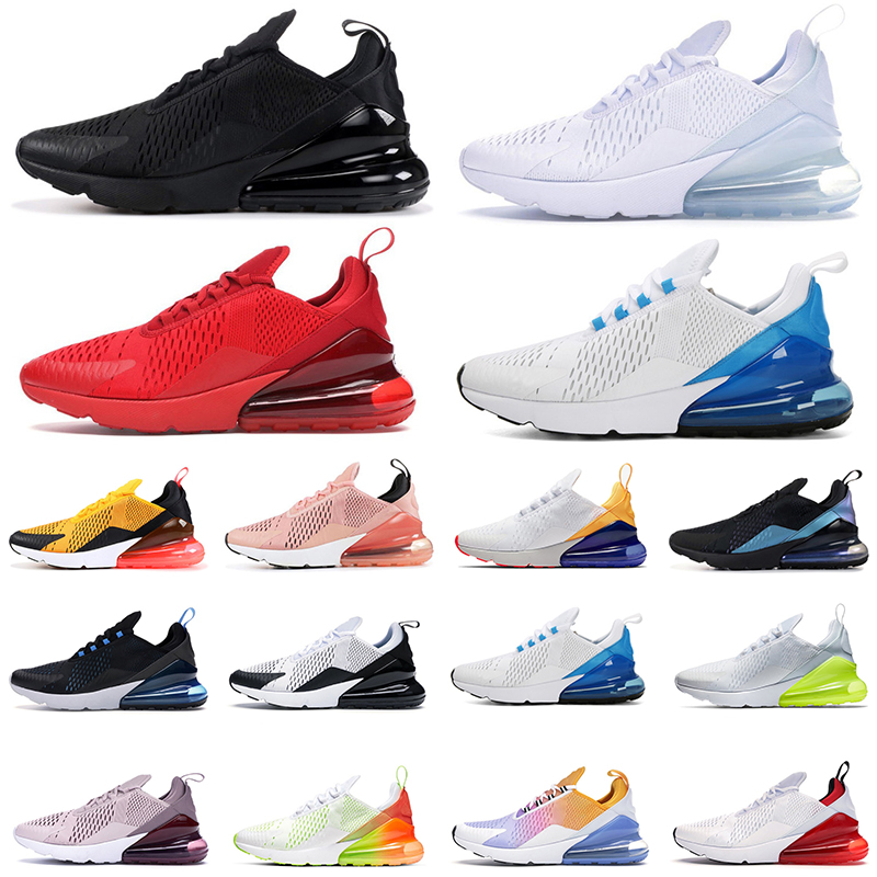 

2021 Bred 270 Mens Women Running Shoes 270s Platinum Tint USA Trainers Triple Black White University Red Tiger Olive Volt Outdoor Sports Sneakers 36-45, A3 triple white 36-45