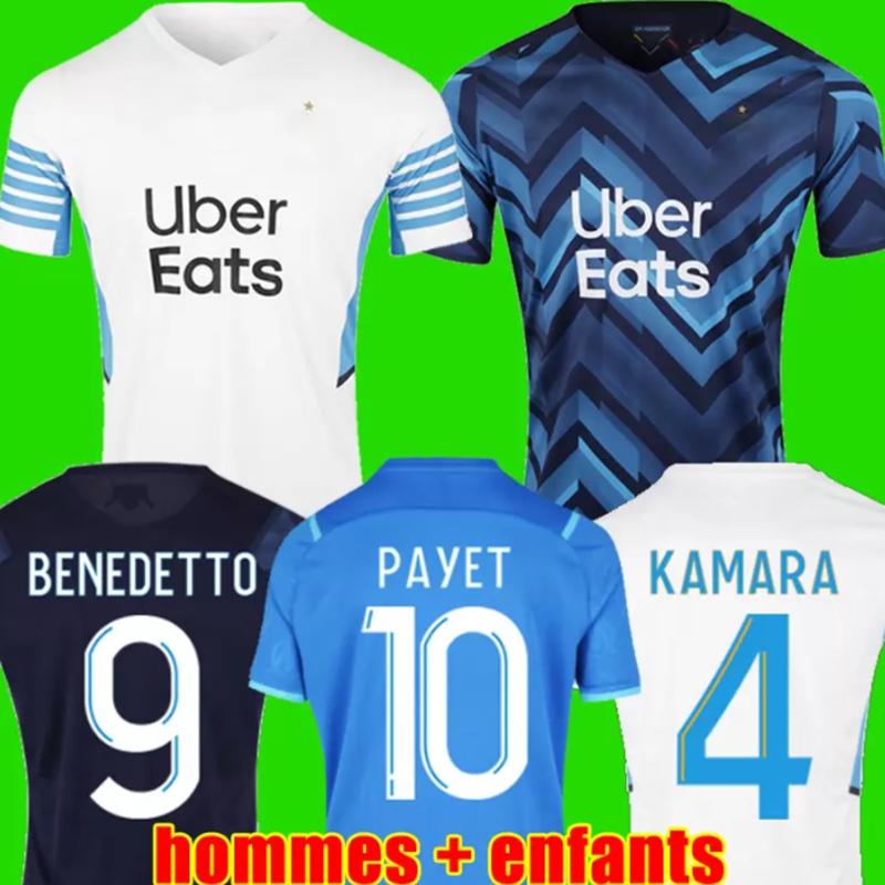 

Hot Sell CUISANCE soccer jersey 21 22 2021 2022 maillot foot GUENDOUZI BENEDETTO KAMARA PAYET marseilles football shirt de men + kids kit tops, A004