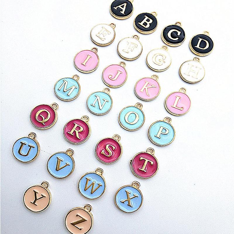 

Charms 12*14mm 26 Letter Enamel Alphabet Initial Handmade Pendant For Diy Bracelet Jewelry Making Wholesale, Bronze;silver