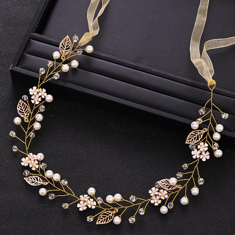 

Hair Clips & Barrettes Trendy Wedding Accessories Flower Crystal Pearl Headband Gold Headdress Bridal Party Prom HandmadeTiara, Golden;silver