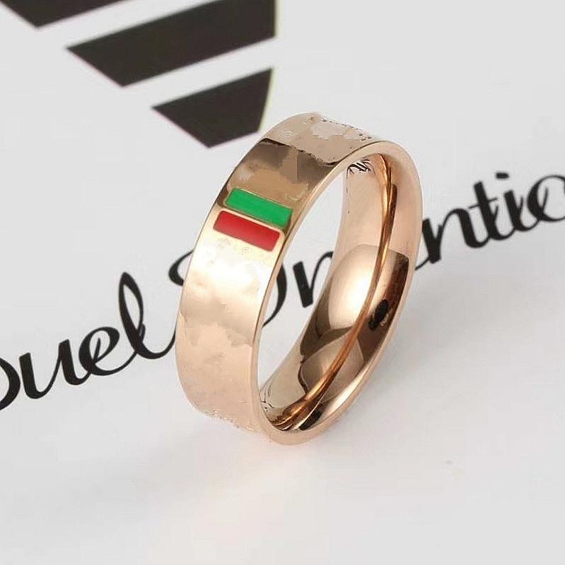 Classic titanium steel Band Rings rose silver couple men and women gold ring red green wedding fashion lovers jewelry gift