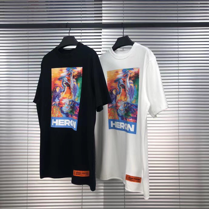 

of The correct version Heron HP 20ss Wu Yifan's same colorful embroidered crane T-shirt Short Sleeve Tee, White