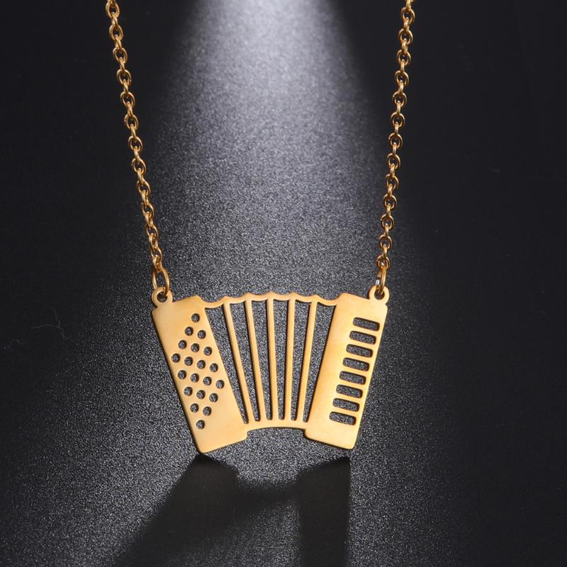 

Chains Lemegeton Stainless Steel Accordion Necklace Women Men Singer Music Musical Classic Symphony Lover Gift Jewelry