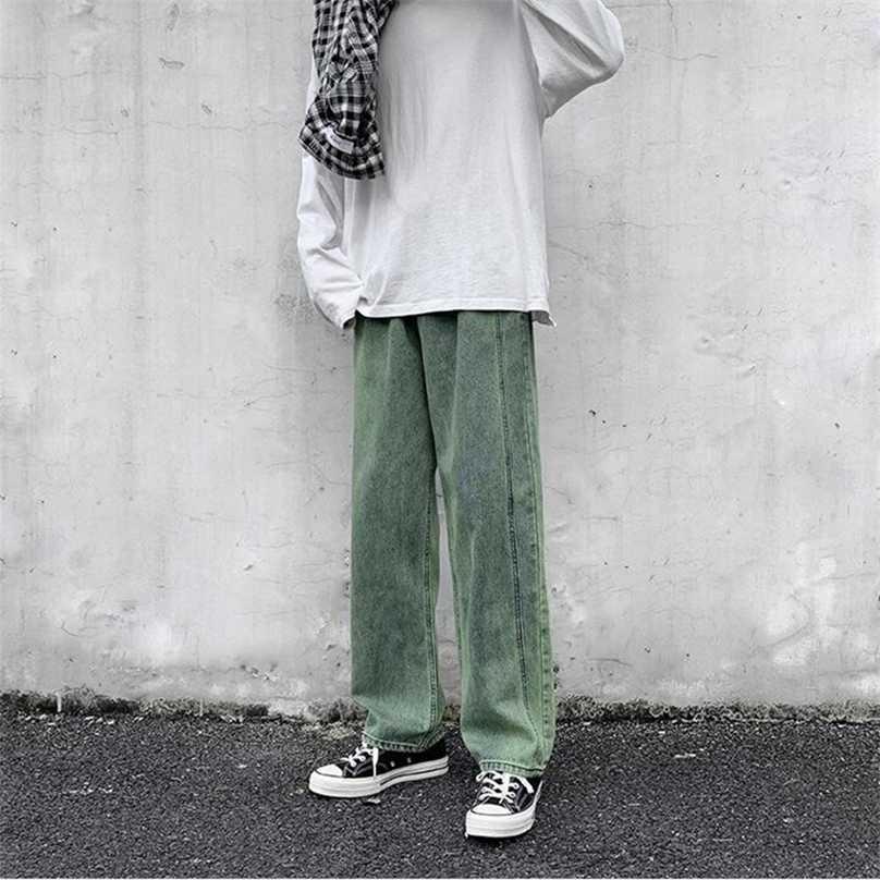 

Spring Fashion Brand Straight Jeans Men' Korean Students' Versatile Wide Leg Casual Pants 211111, Green