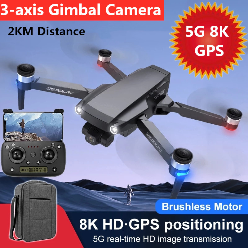 

5G 8K GPS RC Drone With 3-Axis Gimbal ProfessionaL 8K Dual Camera Brushless Follow Me Location Quadcopter VS SG908 Max 106 Pro, 6k grey 1battery