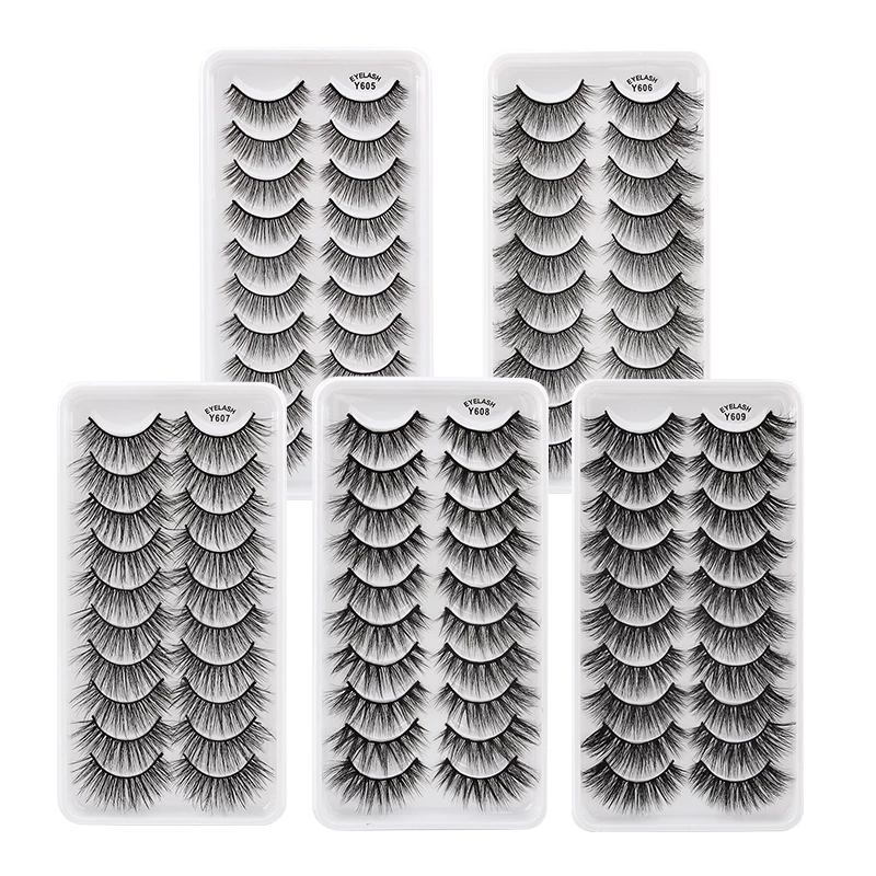 

10Pairs 3D Vegan Mink Eyelashes Natural Thick False Eyelash Wispy Fake Lashes Faux Cils Makeup Lash Extension maquiagem