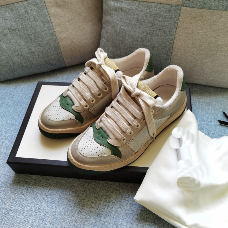 

Autumn And Winter Dirty Shoes Retro Color Matching Classic Old Leather Couple Leisure Sports Flat Bottom Dirty Shoes Women, White