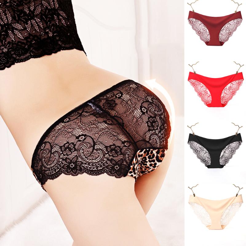 

Women's Panties Sexy Underwear Lace G-String Seamless Low Waist Underpants Transparent T-Short Hollowed-Out Thong Girl Briefs, Black
