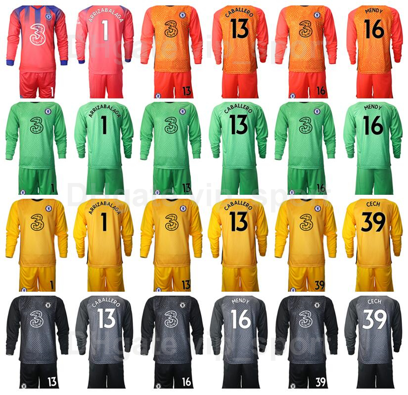 

Club Team Goalkeeper GK Goalie Long Sleeve Soccer 13 Willy Caballero Jersey Set Kepa Arrizabalaga Robert Green Edouard Mendy Football Shirt Kits Q-E-X