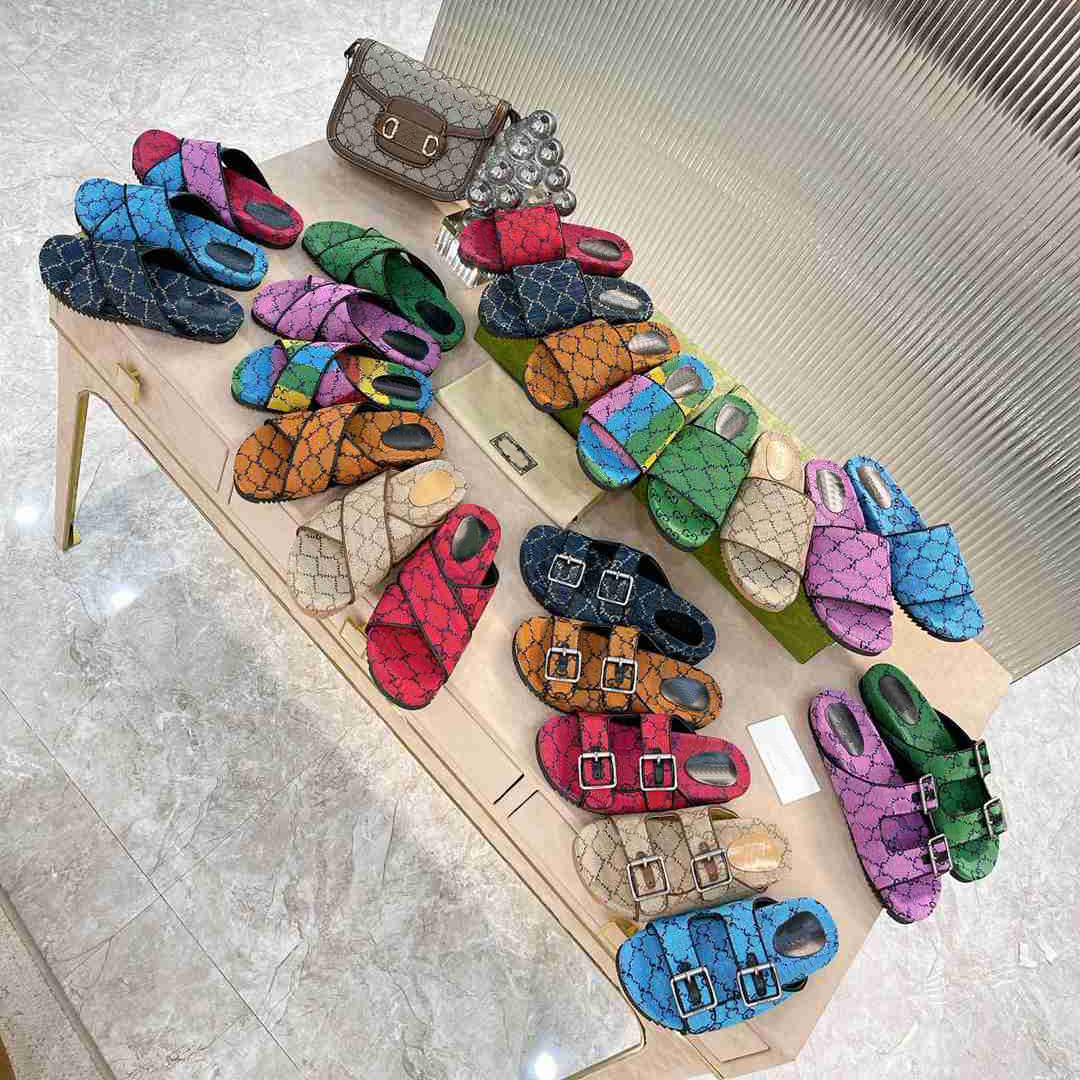 

Designer Women Sandals Slides men Embroidered Slippers Cotton Summer Party Beach Slipper flat Designers Shoes with box, 13