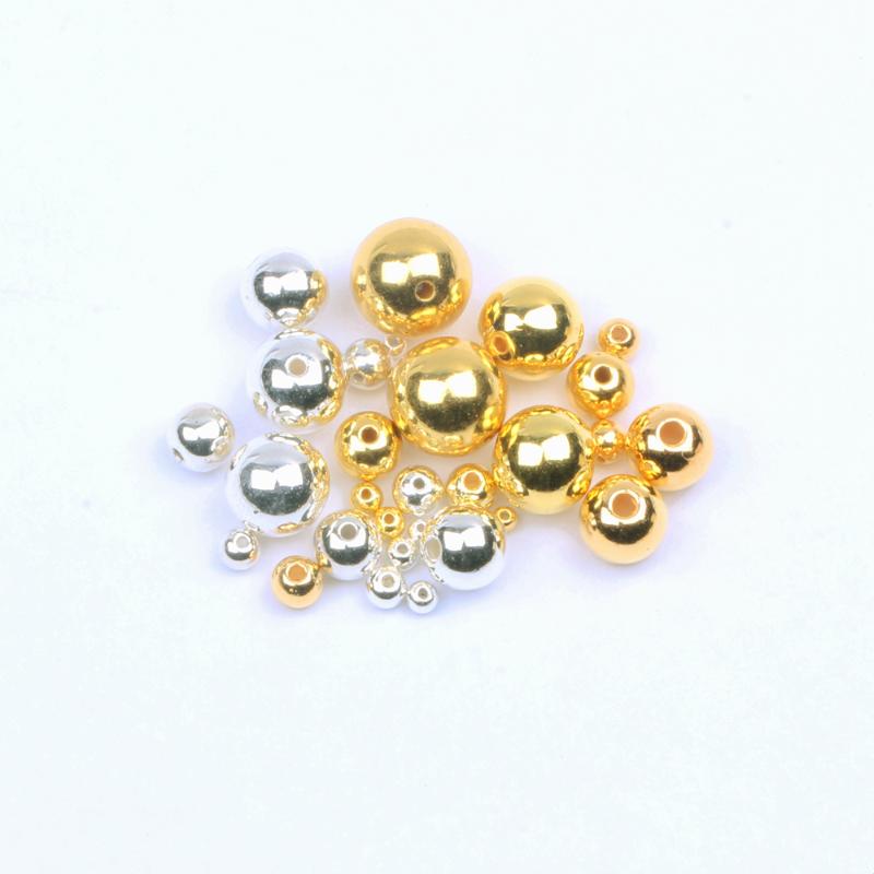 

Other 3/4/5/6/8/10/12mm Gold Silver Plated Round Spacer Loose Charms Beads CCB Imitation Smooth Pearls For Jewelry Making DIY