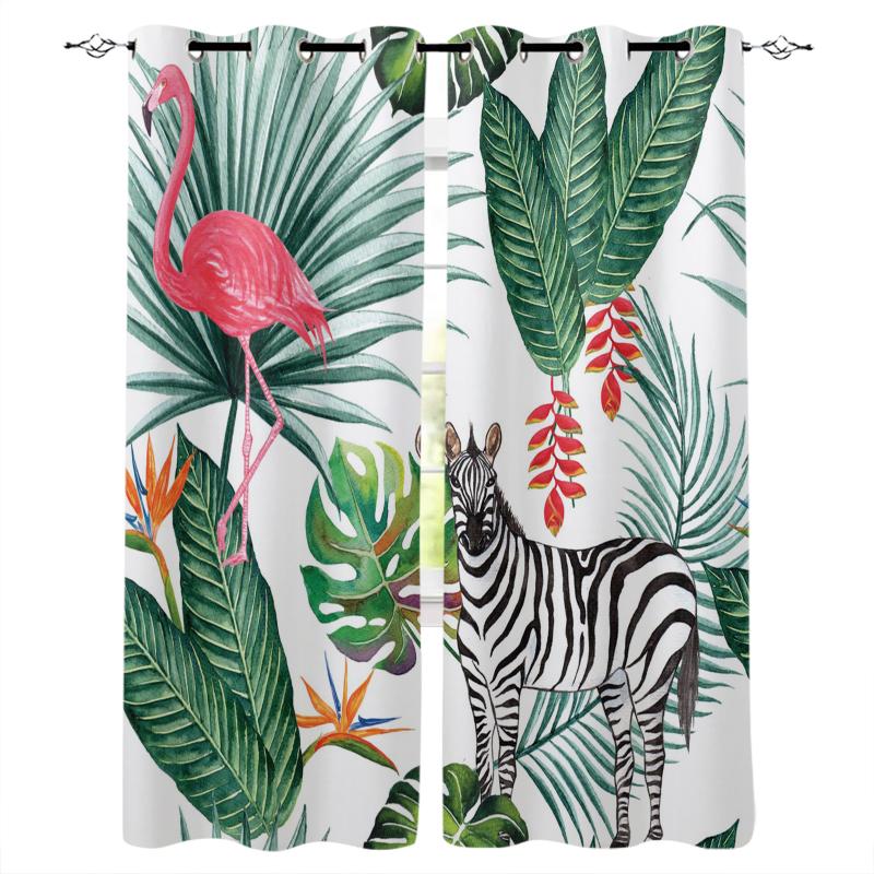 

Zebra Flamingo Tropical Jungle Blackout Curtains Home Decor Living Room Window Children's Bedroom Curtain & Drapes