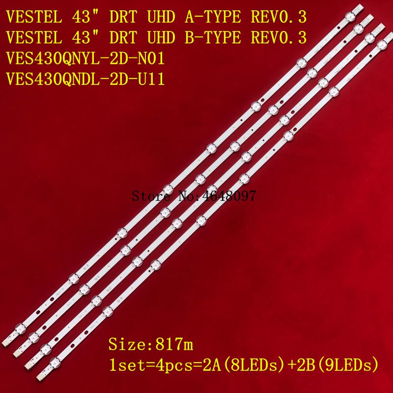 

817mm LED Backlight Strip 8/9leds For LG BUSH 43 Inch TV VESTEL 43" DRT UHD A/B-TYPE REV0.3 LED43292UHDFVP VES430QNDL E128280 Strips