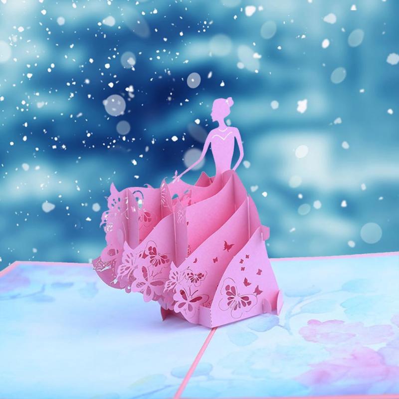 

Greeting Cards 3D Princess Paper Silhouette Handmade Invitation Card Girls Gift Decor