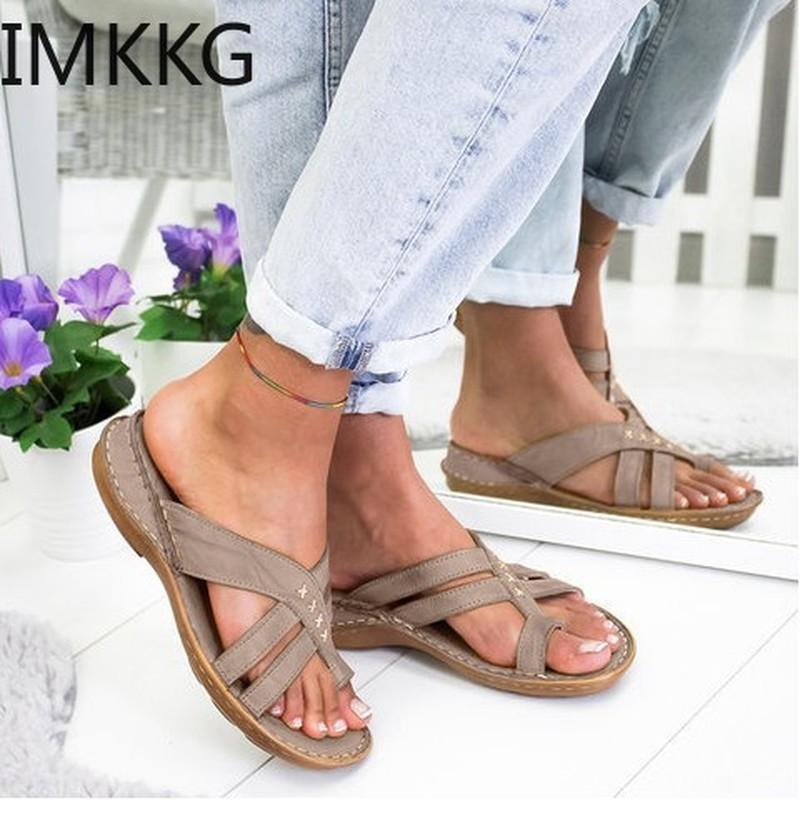 

Slippers 2021 Sandals Women Flip Flops Beach Shoes Gladiator Casual Wedge Non-slip Female Slides, Black