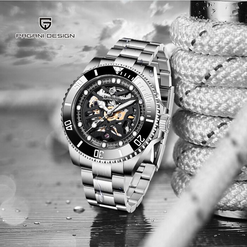 

Waterproof Mechanical Men For Watch PAGANI DESIGN 2021 Men's Luxury Sapphire Glass Stainless Steel Man Wristwatch Wristwatches, Silver green