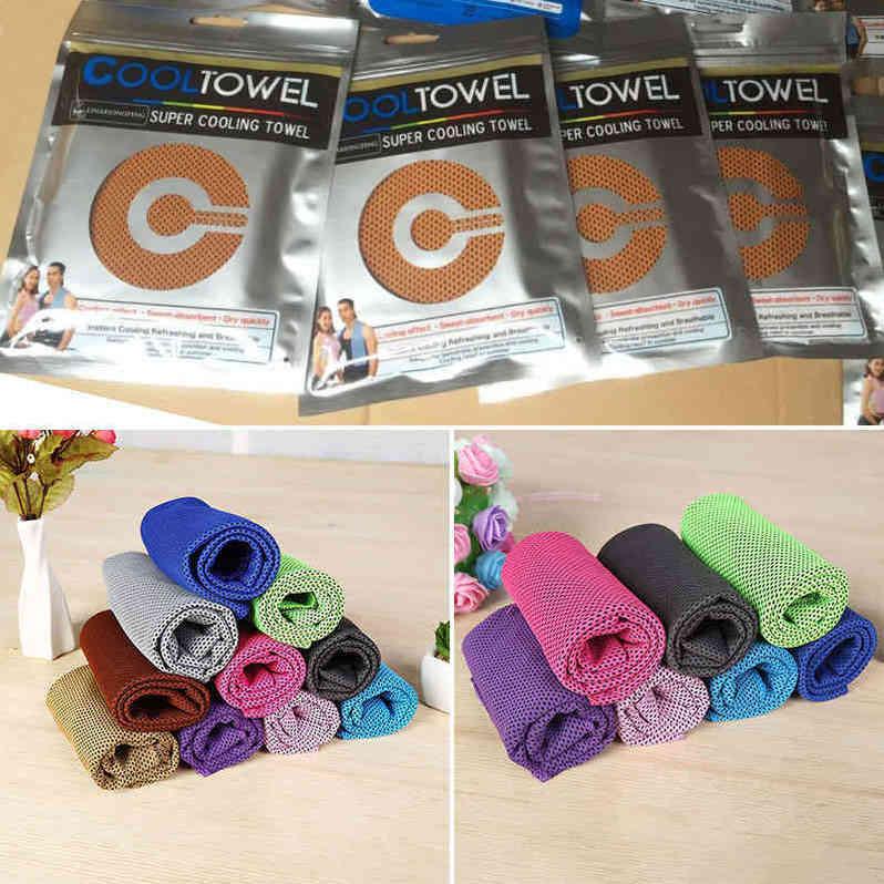 

Ice Cold Towels Cooling Summer Sunstroke Sports Exercise Cool Quick Dry Soft Breathable Towel, As pic