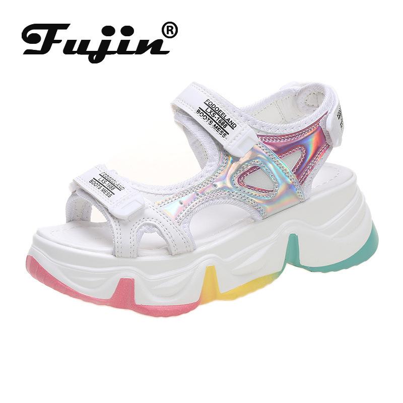 

Fujin Sexy Open Toe Women Sport Sandals Wedge Hollow Out Outdoor Cool Platform Shoes Beach Summer 2021, Black