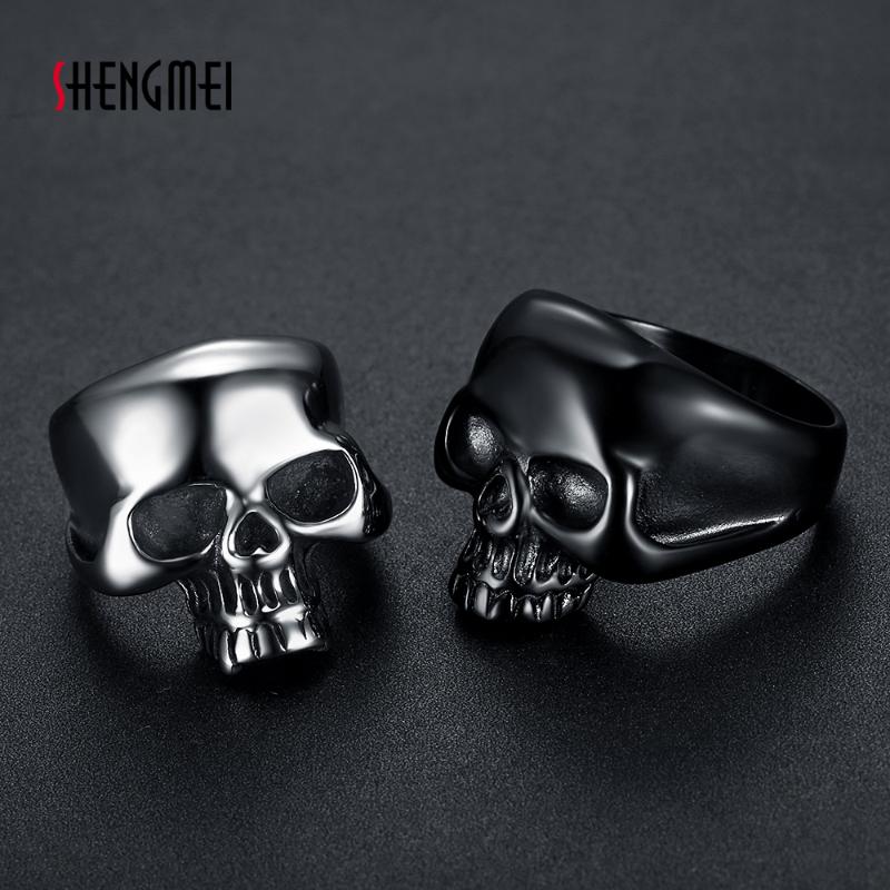 

Cluster Rings Gothic Men's Stainless Steel Skull Ring For Motorcycle Biker Halloween Jewelry Black Color / Silver