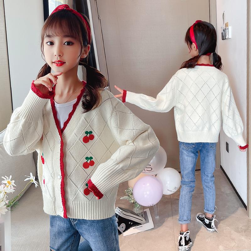 

Pullover Children's Wear Fall 2021 Girl's Soft Knitted V Neck Open-top Baby Girl Sweater For 3 4 5 6 7 8 9 10 11 12 Y Girls Kintwear, Beige