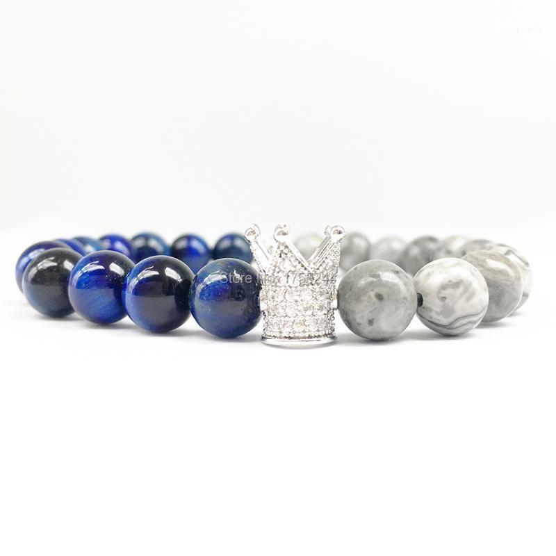 

Beaded, Strands CZ0030 On Sale Zircon King Crown Bracelet Natural Dark Blue Tiger Eye Energy Men`s Balance, Black