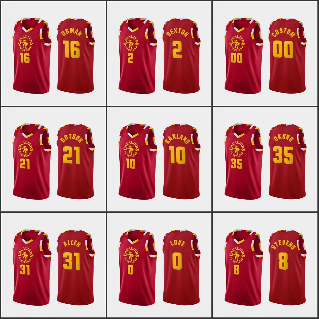 

ClevelandCavaliersMen Kevin Love Damyean Dotson Darius Garland Lamar Stevens Custom 2021-22CityEdition Retro Red Jersey