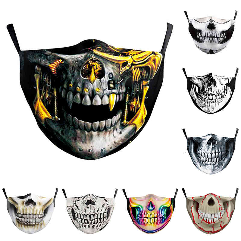 

Fashion Skull Series Halloween Horror Cospaly Party Mask Women's Men Breathable Washable Adjustable Face-protection Adult Masks