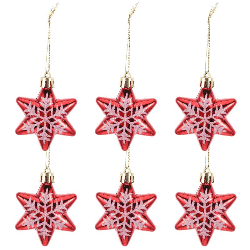 

Christmas Decorations 6 Pcs Hanging Decor Star Shape Xmas Tree Pendent Home
