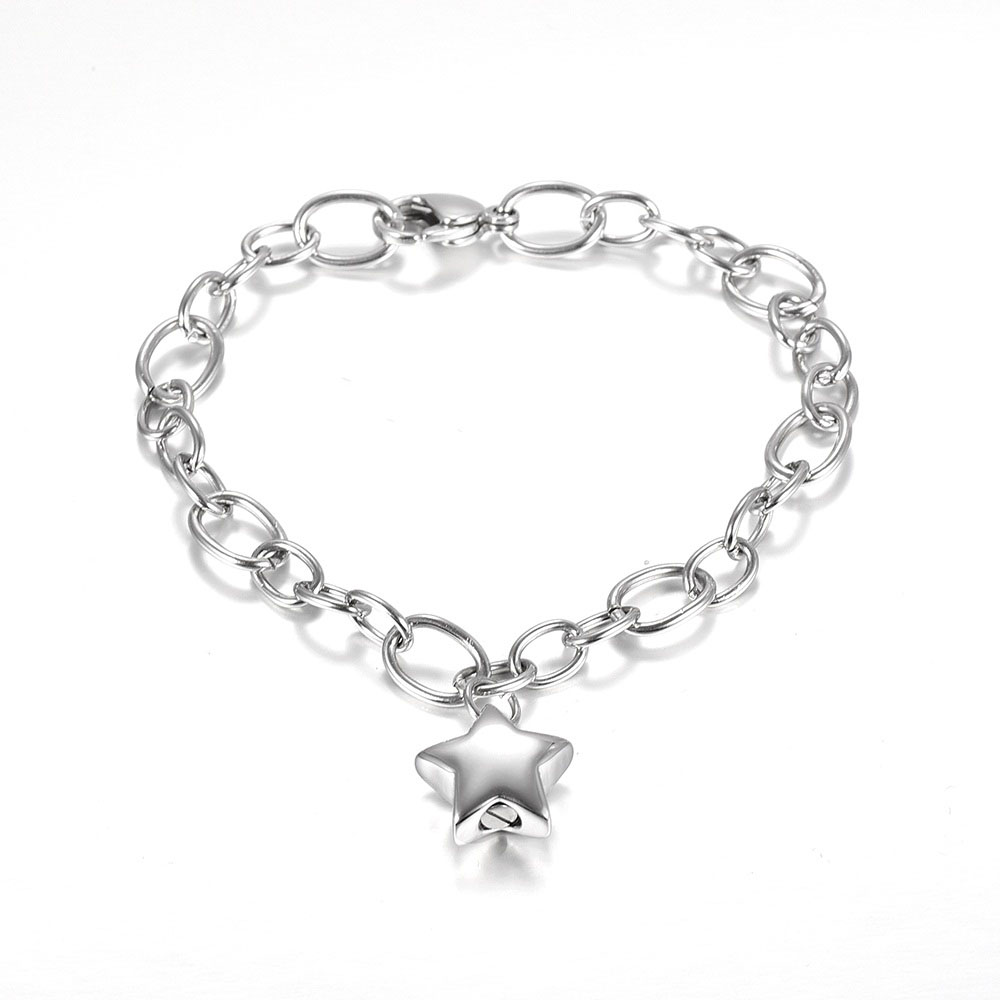 

Stainless Steel Star Shape Keepsake cuff Cremation for Ashes Urn Memorial Souvenir Fashion Bracelet