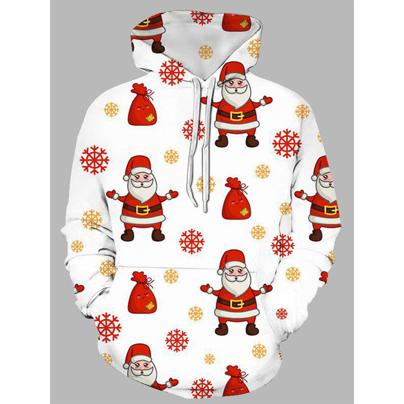 

Christmas Tree Pattern Hoodie Visual Impact Party Top Punk Gothic Round Neck High Quality Sweater Hoodie, Black