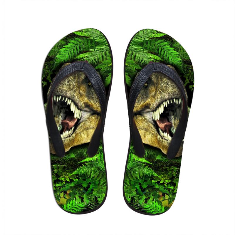 

Slippers Noisydesigns Ladies Flip Flops Wolf Dinosaur Printed Sandals Girls Water Slipper Women Flat Casual Shoes Outside Fashion, Black