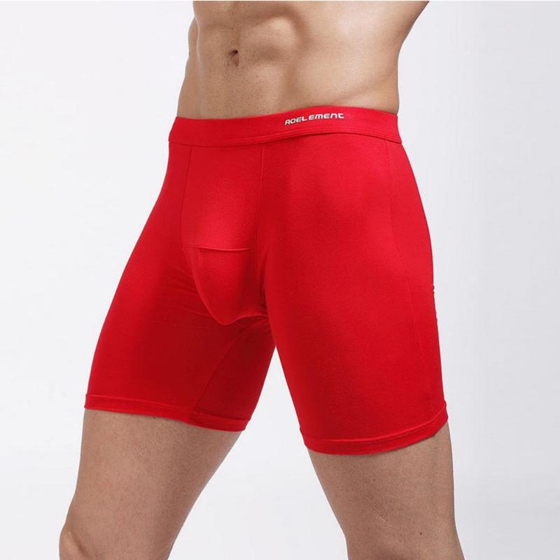 

Underpants Men Modal Underwear Long Leg Boxer Trunk Sport Breathable Bulge Pouch Briefs Male Sleepware Shorts Bottom Fashion Lingerie Funny, Black