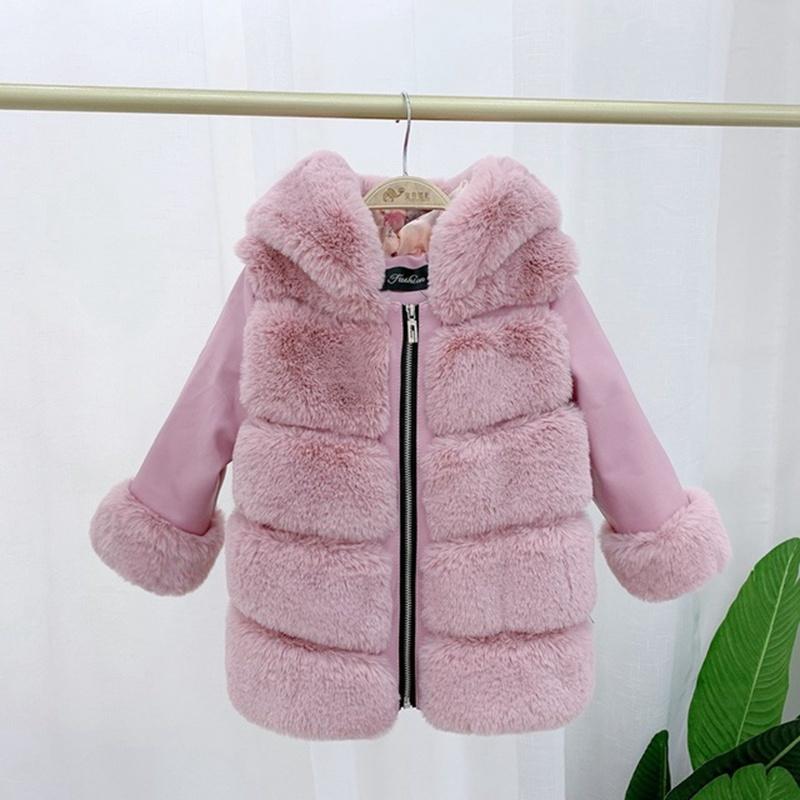 

Jackets 2021 Winter Girls Faux Fur Coat Thick Warm Rex Boys And Coats Leather Parka Kids Outerwear TZ472, Blue;gray