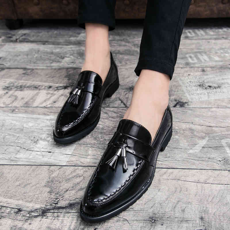 

Dress Shoes Mocassins Loafers Men Slip On Flats Casual Leather tassel Breathable Homme Luxury Brand British club o5 48TW, 1# shoe box