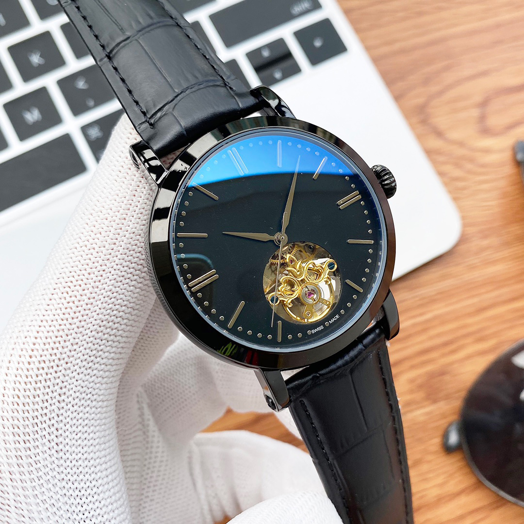

Promotion Classic men watches Mechical Automatic Movement Sapphire Mirror watch Casual Wristwatch Leather Strap Design-watch 41mm, Black