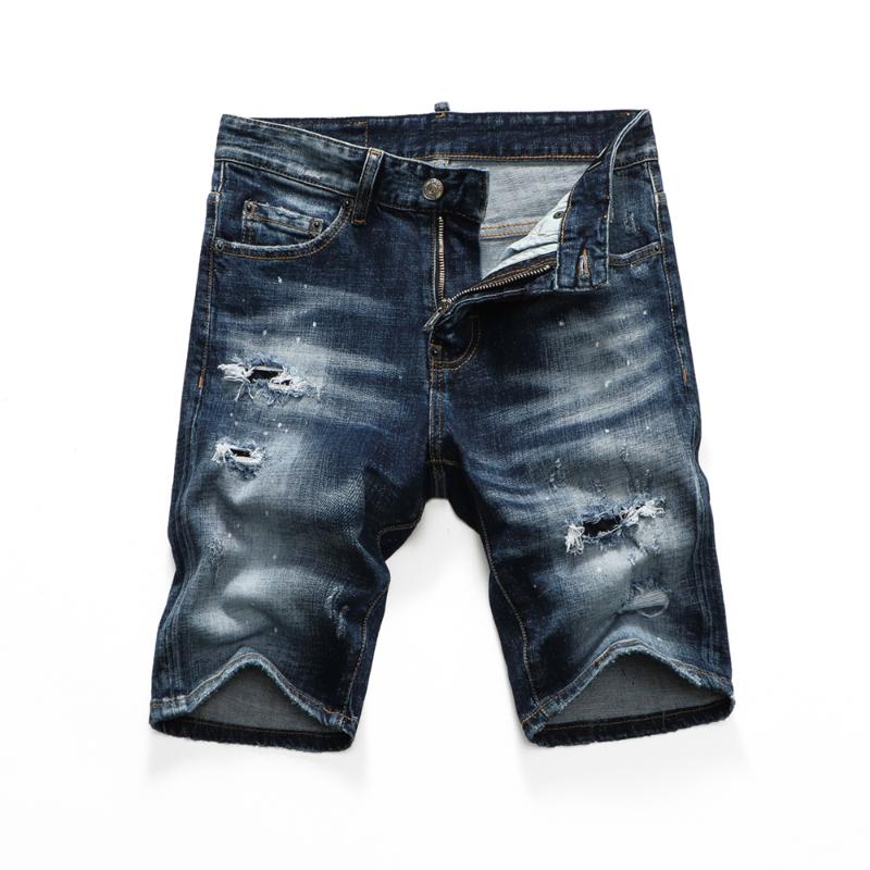 

Men's Jeans Summer Style Brand Men Shorts Luxury Denim Trousers Zipper Patchwork Slim Blue Hole For 8286