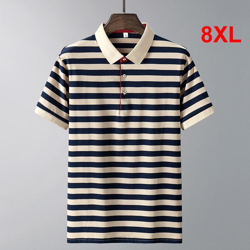 

Men's Polos Striped Shirt Men Summer Short Sleeve Fashion Tees Tops Casual Male Plus Size 8XL High Quality HA200, Green