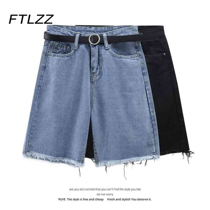 

Vintage Black Straight Leg Jeans Women Summer High Waisted Loose Knee Length Denim Pants Woman Streetwar Button Fly Casual 210525
