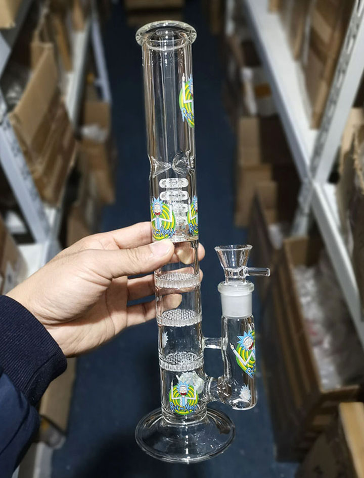 

Glass Oil Rig Water Bongs Triple Percolator Bong Straight Tube Water Pipes Birdcage Ash Catcher Perc Dab Rigs 18.8mm Joint shahot selling