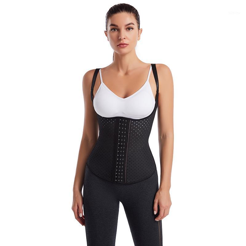 

Bustiers & Corsets High Quality Black Latex Waist Trainer Corset 3 Hook Rubber Hollow Out Breathable Vest Slim Shaper
