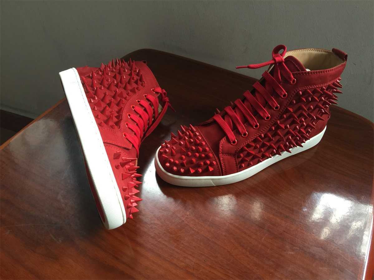 

Brand Rantus Suede Red Bottom Casual shoes spiked Men High Top Sneakers, Fashion Junior Orlato PIK-PIK Studs Mix Spikes Outdoor Flats