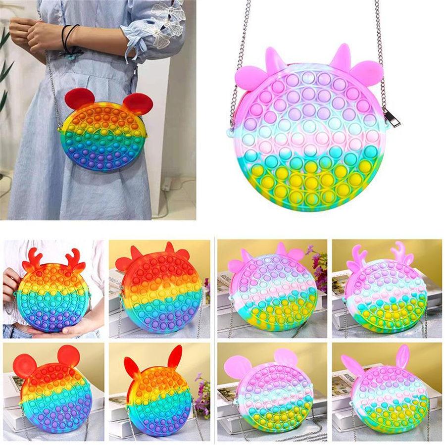 

DHL Fidget Decompression Toys Sensory Fashion Makeup coin purse Push Bubble Rainbow Anti Stress Educational Children And Adults Toy Girl gifts CT25