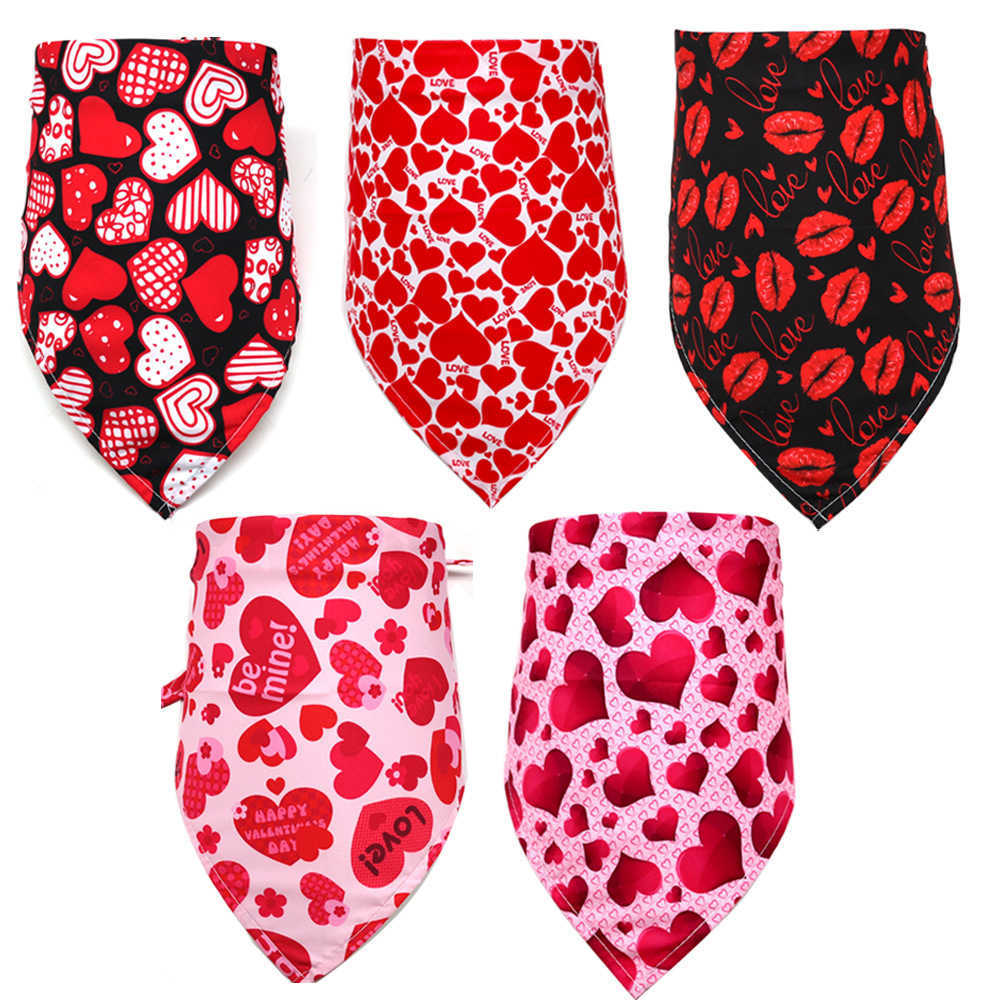 

Dog Apparel Valentine's Day Dogs Bandana With Heart And Love Design Triangle Bibs Pet Scarf Accessories For Medium To Large Dogs Red Lips