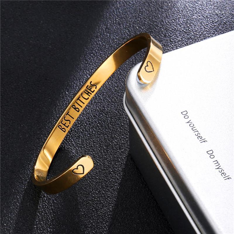 

D&Z 3 Colors Bitches Stainless Steel Bracelet Women Friendship Cuff Open Bangle Pulseira For Girl Gift
