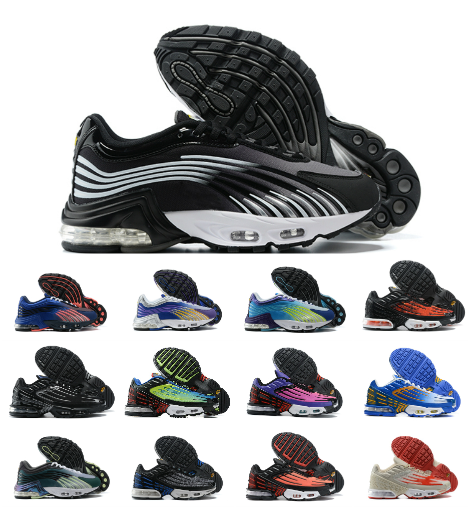 

Top Quality Mens Air Tuned Plus 3 2 Running Shoes Tns Hyper Violet Black Red Bright Ceramic Triple White Smoke Grey Valor University Blue Pi