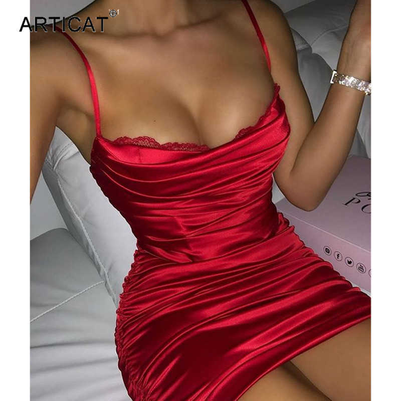 

Articat Summer Lace Ruched Mini Dresses For Women 2021 Sexy Drawstring Backless Slim Dress Clubwear Ladies Sleeveless Vestidos Y0603, As shown